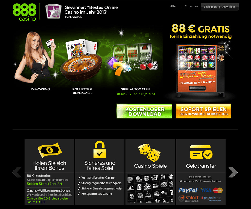 Die 888 Casino Seite im Überblick