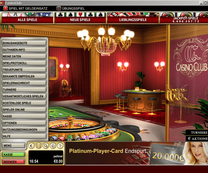 Die Casino Club Lobby im Download Client