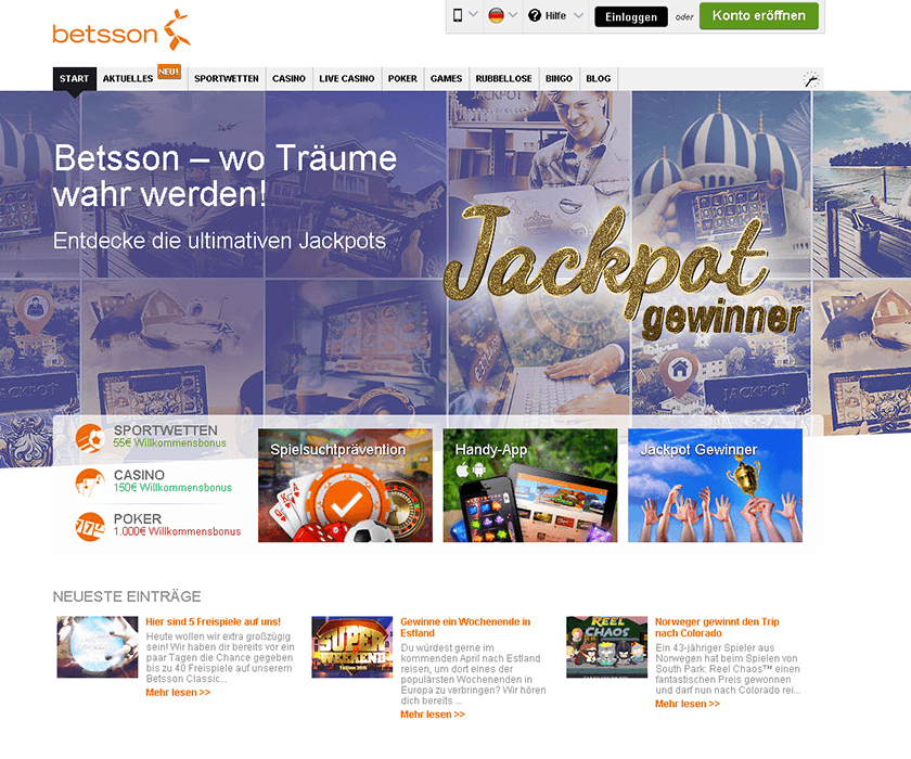 Betsson Homepage